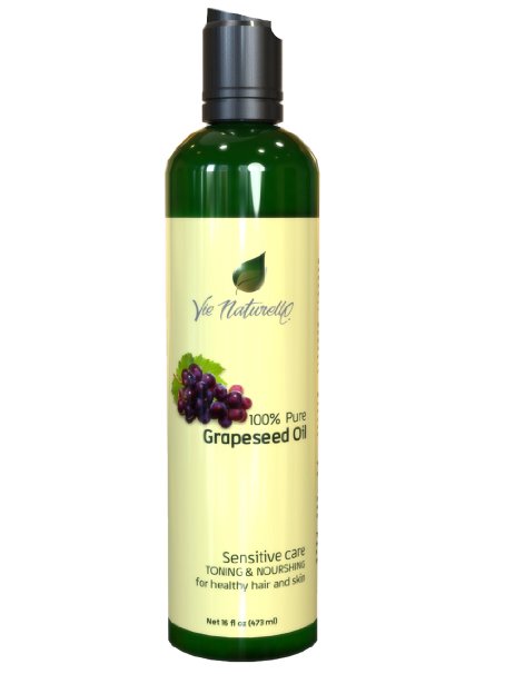 Grapeseed Oil for Hair, Cooking, & Skin - 100 % Pure Hexane Free - No Fillers, Dyes or Artificial Ingredients of Any Kind - 16 Fl Oz
