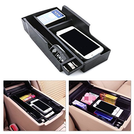 iPerfect Car Armrest Secondary Console Storage Box Glove Pallet Container For 2012-2015 Toyota Camry (XV50)