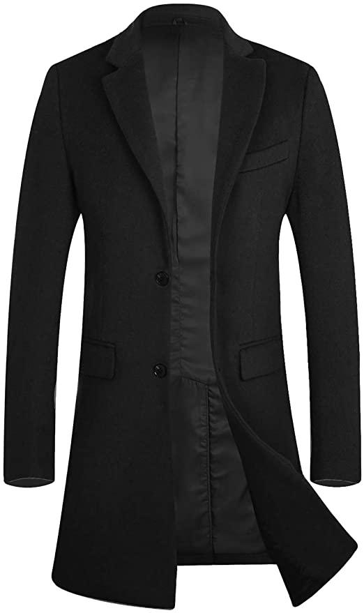 APTRO Men's Single Breased Wool Top Coat Stylish Slim Fit Quality Trench Coat