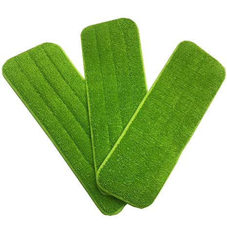 3-pack Washable Microfiber Mop Pads Refill Replacement Reusable,18"L X 5.5"W,Wet/Dry Cleaning Use,Cleaning Supply