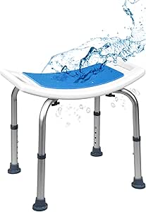 Giantex Adjustable Lightweight Shower Bench, Shower Stool with Padded Seat & Built-in Handle, Bathtub Stool Seat with Durable Aluminum Legs for Senior, Hold up to 150KG