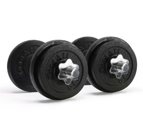 InfiDeals Adjustable Cast Iron Dumbbells with Solid Dumbbell Handles - Perfect for Home Gym System- Building Muscle