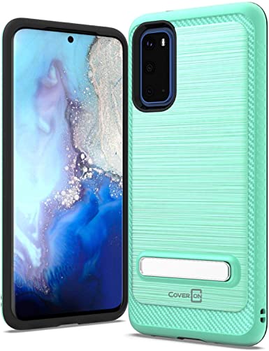 CoverON Metal Kickstand Protective SleekStand Series for Samsung Galaxy S20 Case (6.2"), Mint Teal