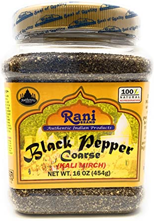 Rani Black Pepper Coarse Ground 28 Mesh (Table Grind), Premium Indian 16oz (454g) ~ Gluten Friendly, Non-GMO, Natural