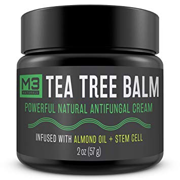 M3 Naturals Tea Tree Balm Infused with Almond Oil and Stem Cell Powerful All Natural Antifungal Cream Treat Eczema Athletes Foot Jock Itch Nail Fungus Skin Infections Irritation Anti Fungal Treatment