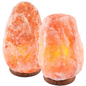 Crystal Decor® Set of 2 Hand Crafted Natural Himalayan 9" Salt Lamp On Wooden Base