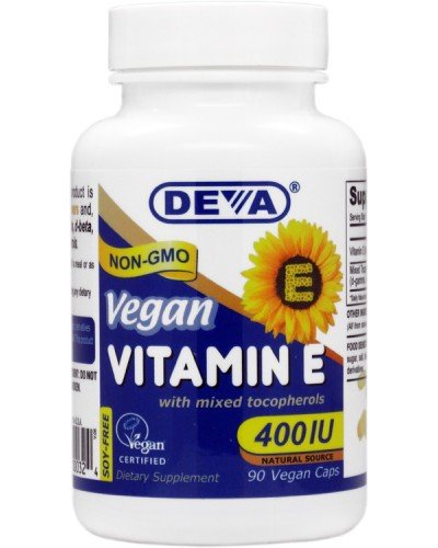 Deva Vegan Vitamins Natural Vitamin E 400iu with Mixed Tocopherols 90-Count