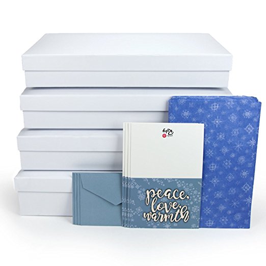 Nested Gift Boxes with Lids and bonus 10 sheets of Tissue Paper and 4 Cards and Envelopes. Shirt Box fits Quilts and Sweatshirts. Perfect for Holiday Gifts, Birthdays, Weddings, and Baby Showers.