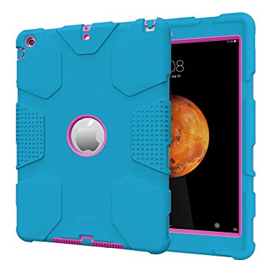 iPad Air Case, Hocase Rugged Protective Shockproof Heavy Duty Bumper Hard Cover Case for Apple iPad Air with Retina Display - Sky Blue / Deep Pink