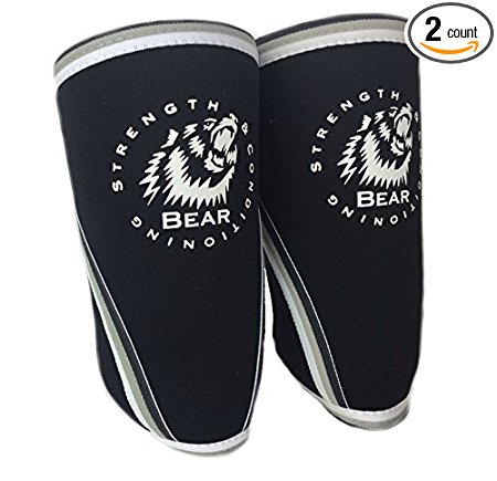 BEAR Elbow Sleeve 5mm High Strength Neoprene For Weightlifting and Powerlifting (Pair)