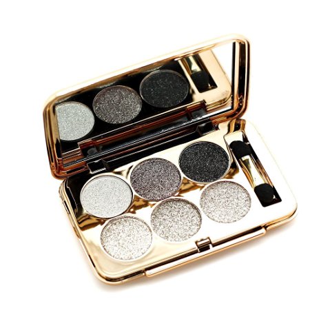 Ucanbe Super Flash Glitter Eyeshadow Palette 6 Colors Eye Shadow Makeup Kit Shine Bright Like a Diamond,No.1