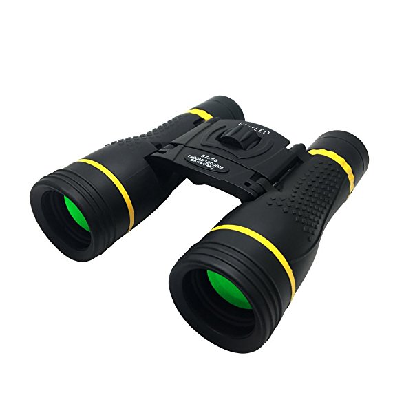 Binocular,Folding Binocular Telescope, FlatLED Zoom Binocular Telescopes, Waterproof Compact Optics with Low Light Night Vision for sporting events, concerts and travelling 37x56