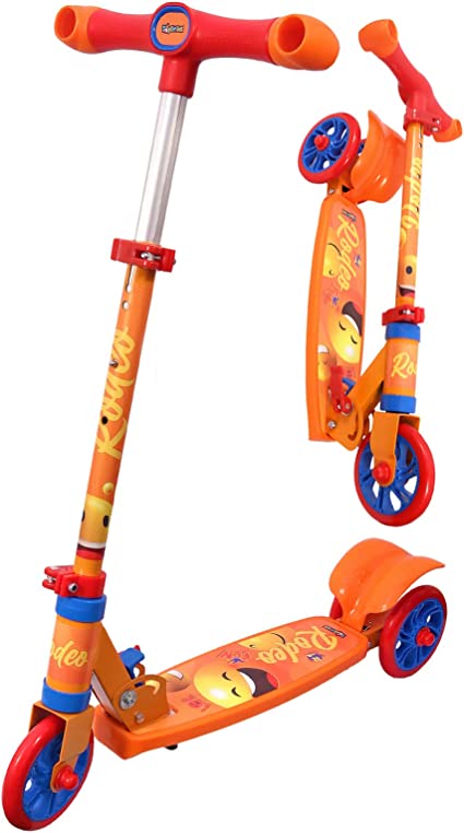 Toyshine Rodeo Runner Scooter for Kids with Anti Slip ABS Base and Aluminium Structure Ride-on, Height Adjustable, 3 Wheel Rider for Boys and Girls Ages 4 , Orange
