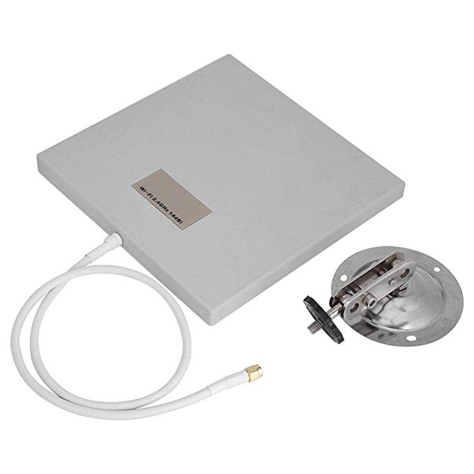 WiFi Antenna Flat Panel, 2.4Ghz 14 DBI High Gain WiFi WLAN Extender Long Range Universal Indoor/Outdoor WiFi Signal Booster Adapter with RP-SMA Female Connector