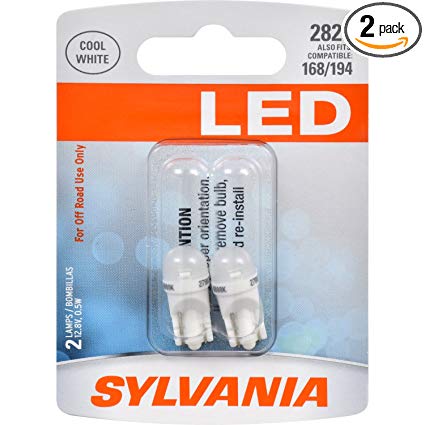 SYLVANIA 2825 T10 W5W White LED Bulb, (Contains 2 Bulbs)