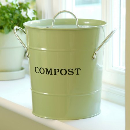 Exaco CPBG 01 1-Gallon 2-in-1 indoor Compost Bucket, Green