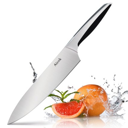 Aicok 8-Inch Chef Knife - Stainless Steel Razor Sharp High Premium Blade Ergonomic Handle Cutlery Kitchen Knife