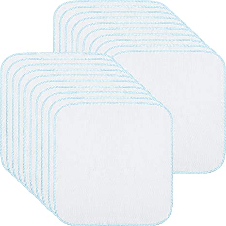 20 Pieces Cotton Facial Cleansing Muslin Cloths Soft Cloths Remove Makeup Tool Polishing Facial Cloths (9.84 x 9.84 Inch, Blue)
