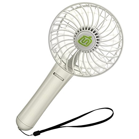 Anpress Portable Mini USB / Battery Fan Air Cooling Handheld Fan Palm-Leaf Fan Personal Cooling Fans with 18650 Rechargable Battery for Home and Office,Indoor and Outdoor Activities (White)