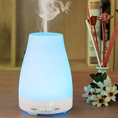 Aroma Diffuser 100ML Essential oil Diffuser Electric Ultrasonic Humidifier Aromatherapy Cool Mist Humidifier Air Purifier with 7 Color LED Lights Waterless Auto off Air Purifiers (Blue)