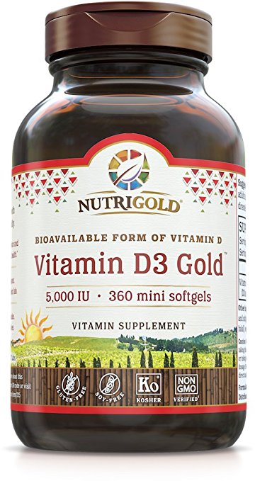 Nutrigold Vitamin D3 5000 IU Softgels, 360 Count