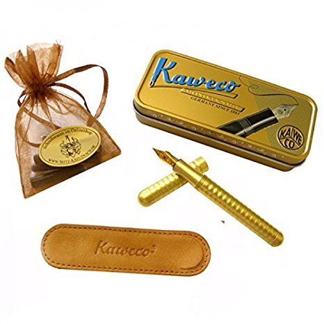 Kaweco Liliput fountain pen brass Wave set with golden Nib: F