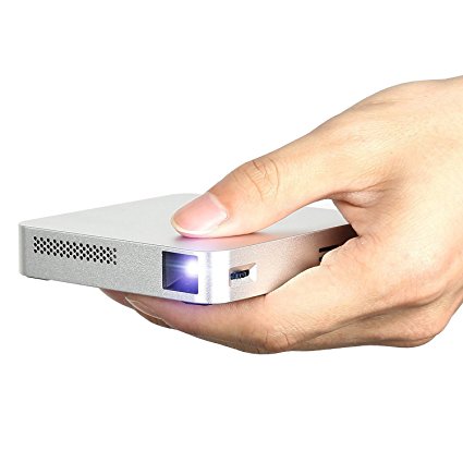Pico Projector, APEMAN DLP Portable Projector with Aluminium Alloy Design pocket projector, WiFi Connection with iPhone Smartphone iPad, Built in Battery 90mins