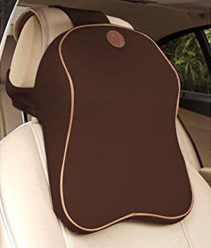 Car Headrest Anyshock Memory Foam Car Neck Pillow Travel Auto Head Neck Rest Cushion with Ergonomically for Adjust Sitting Position Relief Pain of Back/Spine/Coccyx in Travel/Office/Home/Car(Brown)