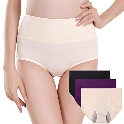 Innersy Women's 3 Pack Ultra Soft Postpartum Menstrual Period Protective Cotton Panties Underwear (Love Yourself First)