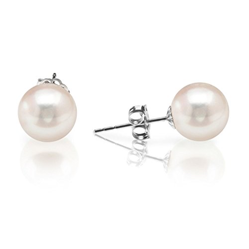 PAVOI 14K Gold Handpicked AAA  Freshwater Cultured White Pearl Stud Earrings for Women