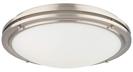 Forecast Lighting F2452-36U West End Two-Light Energy Efficient Flushmount with Etched White Glass, Satin Nickel