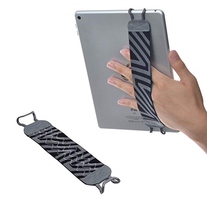 TFY Security Hand Strap Holder with Silicon for Tablets, iPad, e-Readers - iPad Pro(10.5"/11"), iPad, iPad Mini 4, iPad Air 2, Samsung Galaxy Tab & Note - Google Nexus and More -Gray