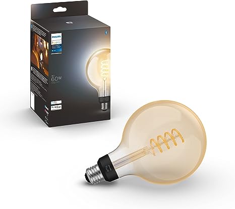 Philips Hue White Ambiance Dimmable Smart Filament G40, Warm-White to Cool-White LED Vintage Edison Globe Bulb, Bluetooth & Hub Compatible (Hue Hub Optional), Voice Activated with Alexa (Pack of 1)