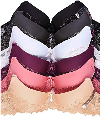 Mamia Women's Basic Lace/Plain Lace Bras (Pack of 6)- Various Styles