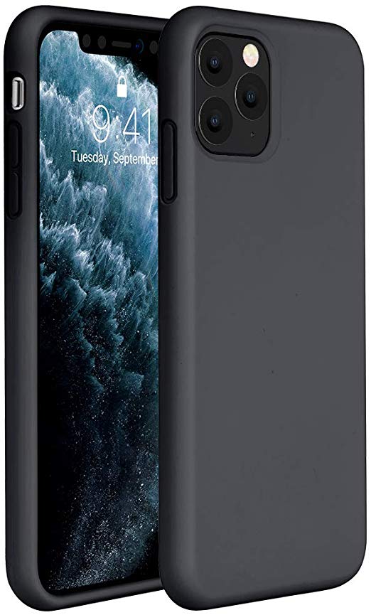 Miracase Liquid Silicone Case Compatible with iPhone 11 Pro 5.8 inch(2019), Gel Rubber Full Body Protection Shockproof Cover Case Drop Protection Case(Black)