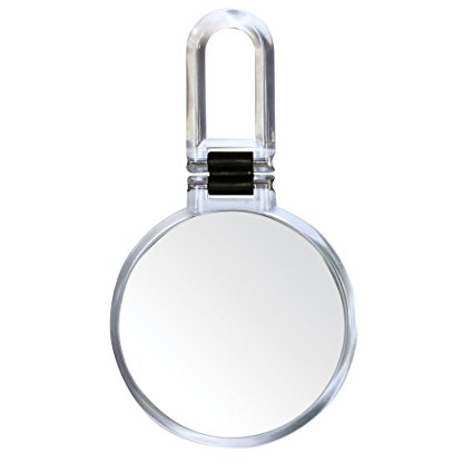 Danielle Creations Clear Acrylic Round Folding Hand Held Mirror, 10x Magnification
