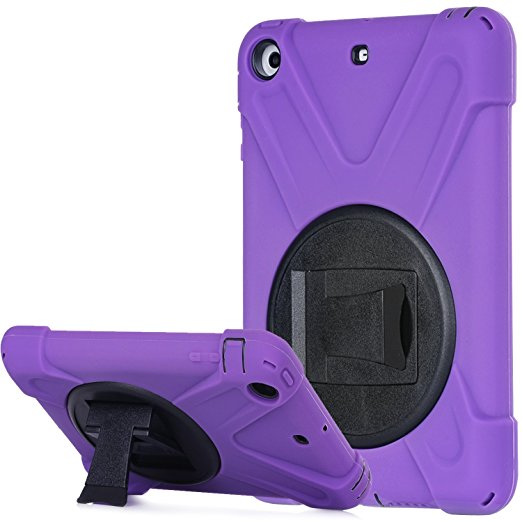 iPad Mini 2 Case, iPad Mini Case,iPad Mini 3 Case, BENTOBEN [Kids Friendly] Kickstand 3 IN 1 Hybrid Heavy Duty Rugged Shockproof Super Protection Case for iPad Mini 2,Mini 3, Mini Retina Purple