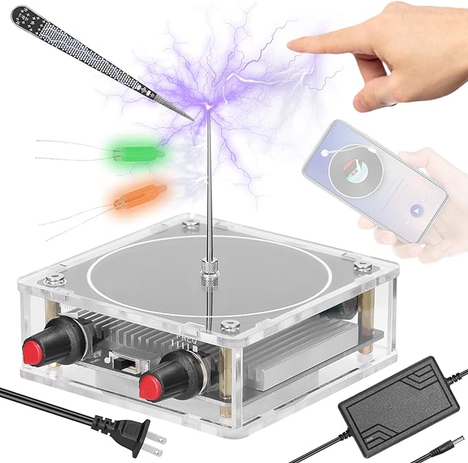 Weytoll Music Tesla Coil, Wireless Transmission Experiment Arc Plasma Coil, BT Speaker Artificial Lightning Generator, Arc Generator for Teaching Aids Gifts, Scientific Experiment Desktop Model Toy