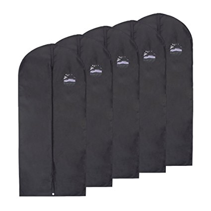 FU GLOBAL Garment Bag Breathable Suit Bag 54 Inches Black Dress Travel Bag Suit Cover Pack of 5 (5)