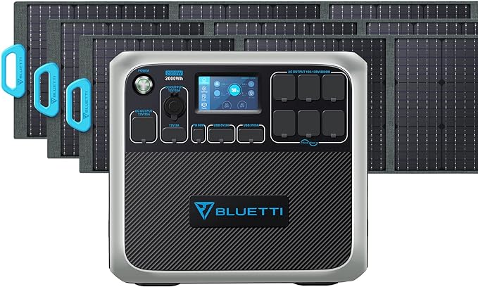 BLUETTI Solar Generator AC200P with 3 PV200 Solar Panels Included, 2000Wh Portable Power Station w/ 6 2000W AC Outlets, LiFePO4 Battery Pack Solar Powered Generator for Home Use, Trip, Power Outage