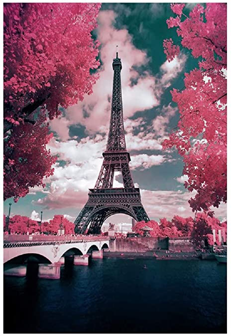 Diamond Painting by Number Kits 5D Diamond Painting Full Drill Embroidery Rhinestone Arts Craft Canvas for Home Wall Decor, 11.8 x 15.8 inch (Eiffel Tower)