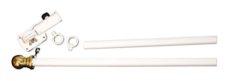 Spinning Pole Mounting Set 6 ft. 2 Section White Spinning Pole that Rotates 360 Degrees with Ball Top and Adjustable Holder by Annin Flagmakers, Model 242