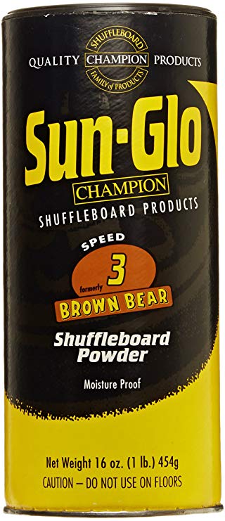 Sun-Glo Speed #3 Shuffleboard Table Powder Wax Bundled with a Sun-Glo Shuffleboard Sweep