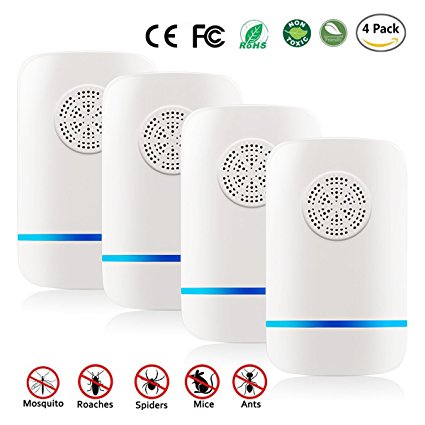 Ultrasonic Pest Repeller - Set of 4 Zitrades Electronic Plug Pest Repellent for Insects - Mice, Ants, Rats, Bugs, Fleas, Cockroaches, Mosquitoes and Spiders