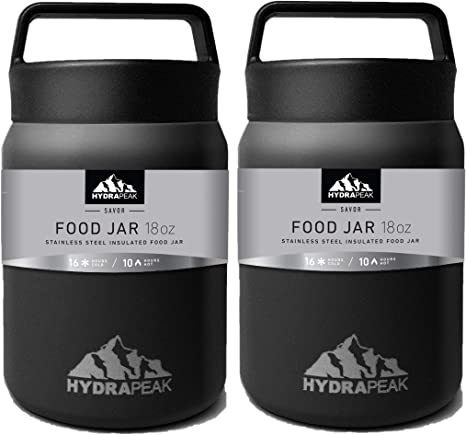 Hydrapeak 18 oz Insulated Lunch Container | Hot Food Jar | Stainless Steel Vacuum Bento Lunch Box | Leak Proof | Hot Cold Food for Kids Adult School Office Picnic Travel Outdoors