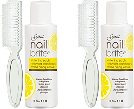 Gena Nail Brite Whitening Scrub with Brush, Cleans Conditions & Brightens Nails, 4 oz, 2-Pack