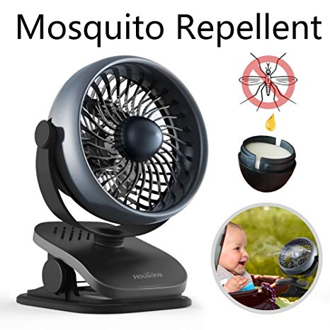 Rechargeable Battery Operated Fan Quiet Clip On Fan with Aroma Diffuser Function,USB Portable Desk Fan with 720° Adjustable Wind 4 Speed Personal Fan for Home,Traveling,Office,Baby Stroller Black Blue