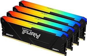 Kingston FURY Beast 128GB (4x32GB) 3200MT/s DDR4 CL16 Desktop Memory Kit of 4 | Intel XMP | AMD Ryzen | Plug n Play | RGB Infrared Syncing | KF432C16BB2AK4/128