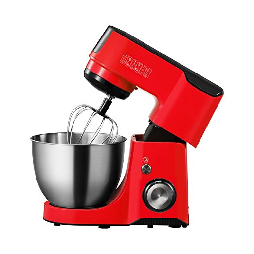 Comfee Tilt-head Multi Function Electric Stand Mixer with 4.75 Qt. Stainless Steel Bowl, Whisk, Hook, Beater, 7 Speeds & Pulse and 15 Minutes Timer for Planetary Mixing (Red)