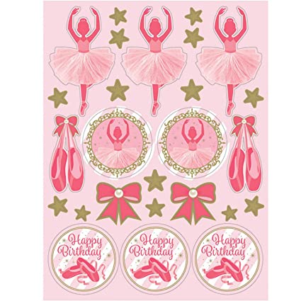 Creative Converting 324449 Twinkle Toes Ballerina Party Sheets Stickers, 6" x 4.5", Pink